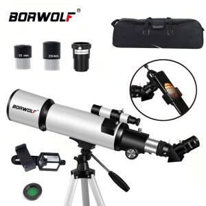 BORWOLF AZ80500 성인용 전문 천문 망원경 80MM 대구경 조류 관측용 고배율 단안 망원경
