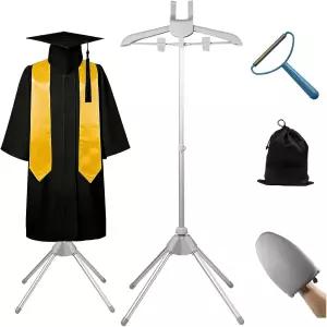 높이 조절이 가능한 접이식 의류 찜기 스탠드 - 대부분의 호환되는 범용 랙 휴대용 걸이식 금속 옷 졸업