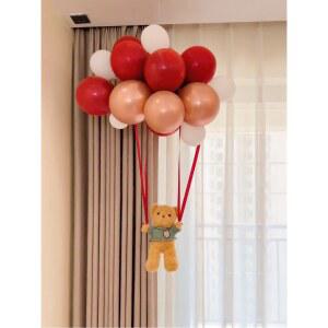 떠있는곰돌이풍선 하늘나는곰돌이풍선 기념일 라이트 빛나는 해피웨딩 파티 키트