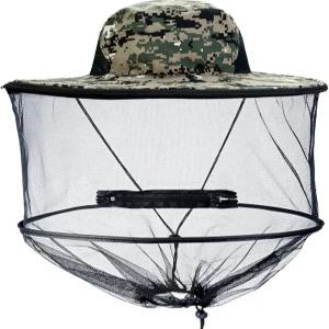 탈착식 메쉬 숨겨진 그물망이 있는 코지캐빈 모기장 모자 야외 낚시 정원 하이킹용 지퍼망이 위장 디자인