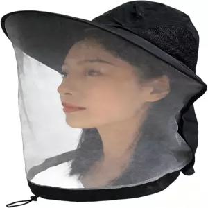 남성용 모기 머리망 태양 모자 베일이 달린 UPF 50 보호 얼굴 메쉬 커버 통기성 야외