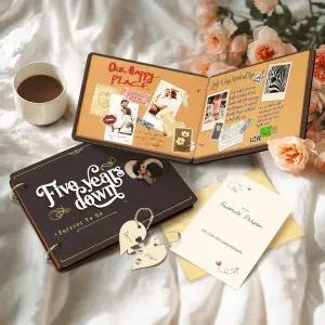 남성 여성을 위한 5주년 기념 목재 선물 - 남편 아내를 독특한 결혼 나무 스크랩북 사진 앨범 저널