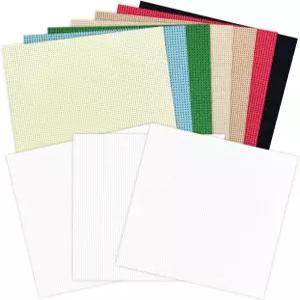 10팩 14카운트 코튼 다 원단 크로스 스티치 프로젝트용 15x15cm 자수 천 초보자 및 공예가를 위한 8가지