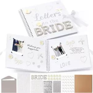 신부에게 보내는 WATINC 편지 스크랩북 키트 - 샤워 총각 파티를 위한 8x8인치 DIY 웨딩 사진 앨범 방명록