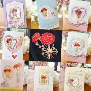 카네이션 브로치 감사 카드 세트 어버이날 스승의날 입체 편지 엽서 선물