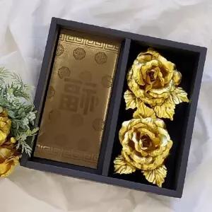 어버이날 골드 카네이션 두송이 용돈박스 부모님 명절 스승의날 선물 세트