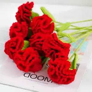 빨간 뜨개꽃 카네이션 조화 핸드메이드 꽃다발 만들기 재료 감사 선물