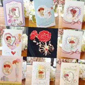 카네이션 브로치 감사 카드 어버이날 스승의날 부모님 선생님 선물 엽서