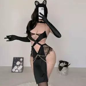 코스박스 섹시 이집트 홀터넥 캣우먼 코스프레