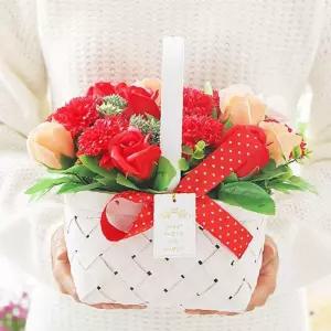 화이트 카네이션 비누꽃 바구니 레드 어버이날 스승의날 부모님 감사 선물