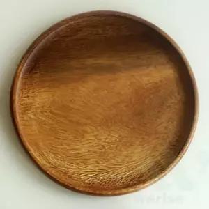 위라이즈 우드 원형 접시 30cm 나무식기 원목그릇 우드샐러드볼 목재그릇