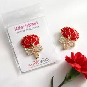 카네이션 큐빅 브로치 1개 어버이날 스승의날 부모님 감사 선물 코사지 핀