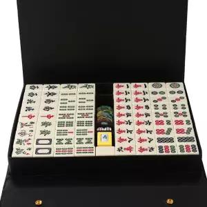 일본 게임 휴대용 마작 전통 가죽 30 칩 보드 주사위 세트 + 식탁보 상자 마작패 리치