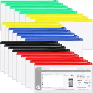 프렌다 100피스 투명 필통 지퍼 봉투 벌크 라벨 포켓 블랭크 카드 포함 9.2 x 4.7 인치 플라스틱 현금용 A6