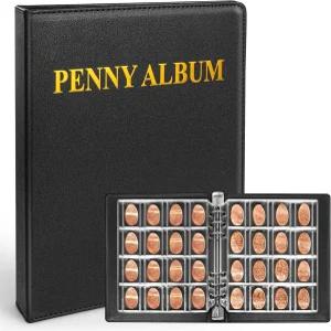 투타타 프레스 페니 북 수집가를 위한 컬렉션 앨범 192개의 동전 검은색 보유