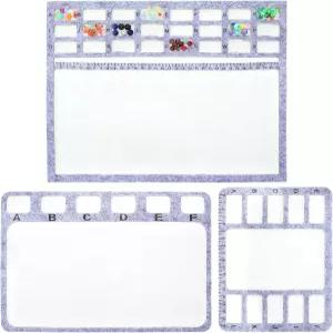 XLiUAX 비딩 매트 센티미터 알파벳 눈금 비드 패드 트레이가 있는 3가지 크기의 직사각형 펠트 보드 DIY