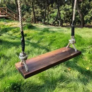 공원 놀이터 로프 기구 그네 야외용 원목 나무의자