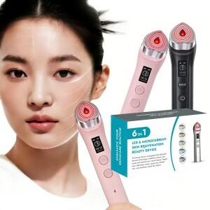 6 in 1  에이저 부스터 프로 스킨 테라피 완드 페이셜 LED 라이트 뷰티 디바이스