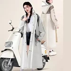 우비 여성 비오느날 장마 대비 코트형 오버핏 스타일 후드 롱 레인코트