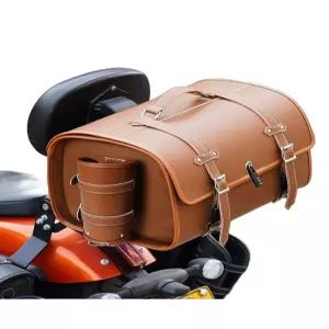 오토바이 가죽리어백 캐리어 시트백 스쿠터 박스 브라운 수납 트렁크 심플 갈색 레트로