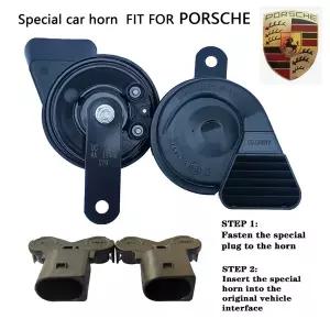호환  포르쉐 시리즈용 달팽이 경적 스피커 방수 매우 시끄러운 전기 에어 소리 사이렌 저압 경적 카이엔