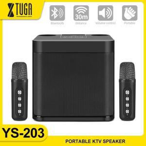 XTUGA YS-203 휴대용 전문 듀얼 마이크 블루투스 스피커 가정용 무선 스테레오 올인원 기계 노래방