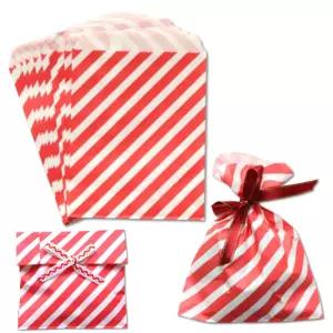 100p 크리스마스종이봉투 사선 스트라이프 선물봉투 유아 혼합
