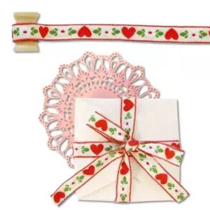 90cm 5set 레드 하트리본끈 하트 꽃패턴 만들기 포장 재료 장식