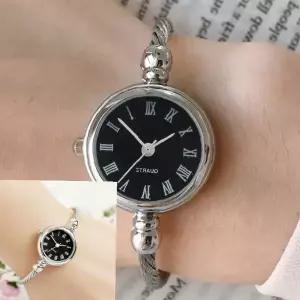 여성 팔찌 손목 시계 블랙 로마숫자 와이어 뱅글 액세서리 패션 데일리 착용