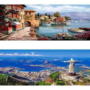 500/1000/1200/2000PCS 직소 퍼즐 뷰티 풍경 가족 활동 게임 침실 홈 데코 선물