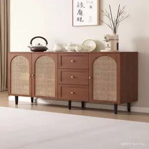 라탄 서랍장 낮은 일본식 드레스룸 프리미엄 레트로 수납장 정리함 빈티지 침실 모듈 바구니