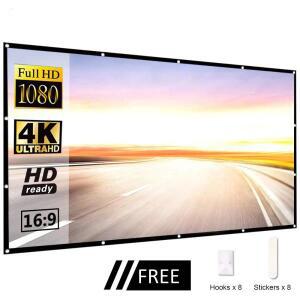 60 84 100 인치 프로젝터 스크린 휴대용 16:9, 홈 시어터 야외 영화