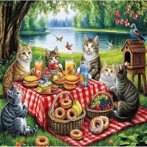 고양이 피크닉 음식 야외 500/1000/1200/2000 PCS 직소 퍼즐 가족 활동 게임 침실 선물 홈 데코