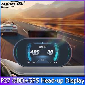 P27 HUD 게이지 자동차  OBDGPS 계기판 속도계 수온계 연료 소비량 AFR 오일