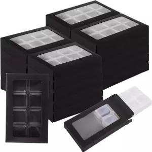 왁스 용융용 WOPPLXY 60개 선물 상자 있는 플라스틱 몰드 크리스탈 투명 용기 타르트 블록 8 캐비티 블랙