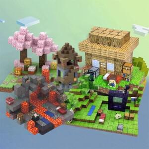 100pcs DIY 마그네틱 블록 미니 세계 퍼즐 광산 다이아몬드 빌딩