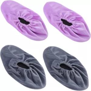 UPKOCH 2켤레 볼링화 실내용 엘라스틱 밴드 슬립 퍼지 프로텍터 커버 실버 그레이 포도 퍼플 및 세탁