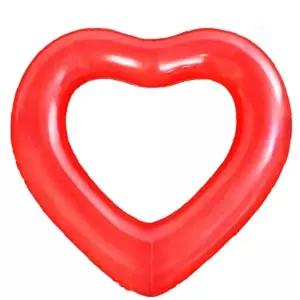 하트 모양 대형 물놀이 튜브 해변 펜션용 이중마개 PVC 소재 레드 컬러 여름