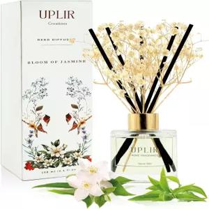 가정용 UPLIR 플라워 리드 디퓨저 재스민 화이트 티 더블 에센셜 오일 1개 3.4온스 100ml - 홈 데코 욕실