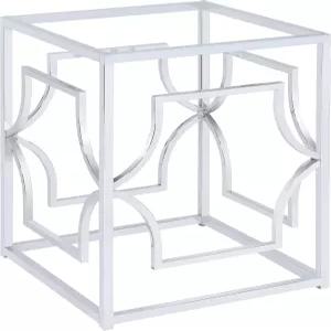 코스터 홈 가구 - 별빛 금속 식탁 받침대 디자인 기하학적 모양 개방형 사각 프레임 현대적 식당 크롬