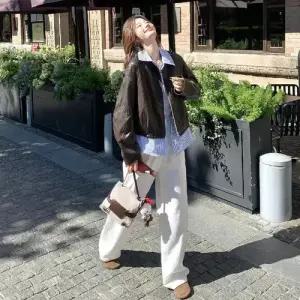 헐크 여성용 봄 코트 가죽 재킷 KKE1