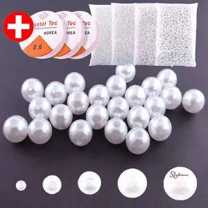 비즈구슬 비즈공예 흰색 크기5종 진주아크릴 대용량bcd312