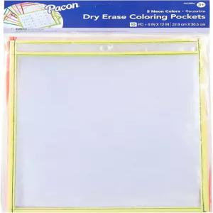 파콘 드라이 이레이즈 포켓 5가지 네온 색상 9인치 x 2인치 0
