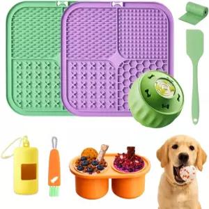 Thooaw 7.87 개와 고양이 핥기 매트 흡입 컵 세트 강아지용 냉동 간식 퍼즐 디스펜서 불안 를 위한 농축