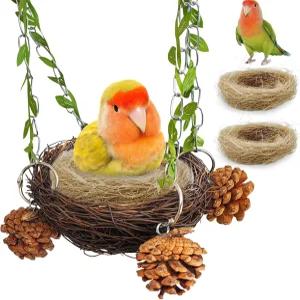 새장용 내추럴 라탄 새 둥지 매달기 침대 슈가 글라이더 그네 장난감 앵무새 코카티엘 러브버드 컨큐어