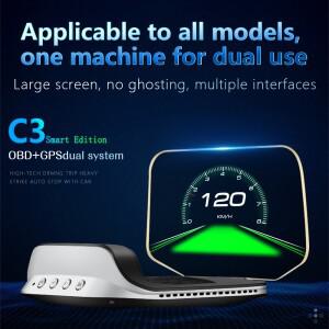 GPS 및 OBD 헤드업 디스플레이 C3 HUD 자동차 전자 속도계, 휴대용 액세서리, 내비게이션 비