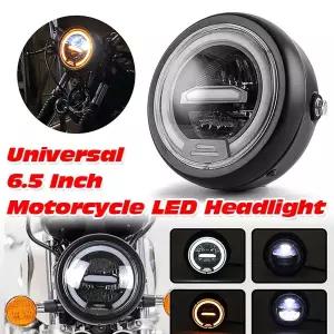 할리 데이비슨 카페 레이서 교체용 헤드램프용 마운트 브래킷이 있는 범용 6.5인치 12V 오토바이 LED 헤드