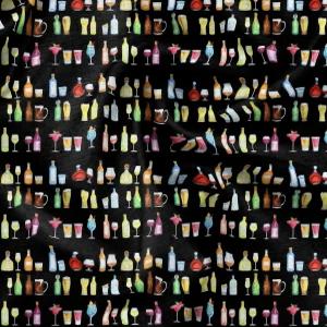 소이모이 모스 조르제트 블랙 패브릭 - 바이 더 야드 42인치 와이드 병 와인 유리 바 세련된 우아함으로