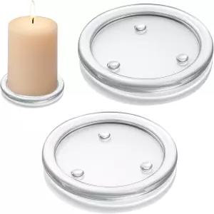 유리 캔들 플레이트 홀더 2PCS 3인치 원형 베이스 투명 접시 작은 트레이 디너 웨딩 파티 테이블 센터용