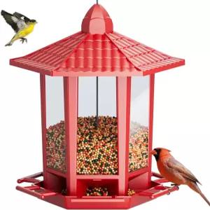 야외 행잉을 위한 버드림 새 모이통 재미있는 설치 파고다 디자인 야생 참새 핀치 카디널 골드핀치 치카디